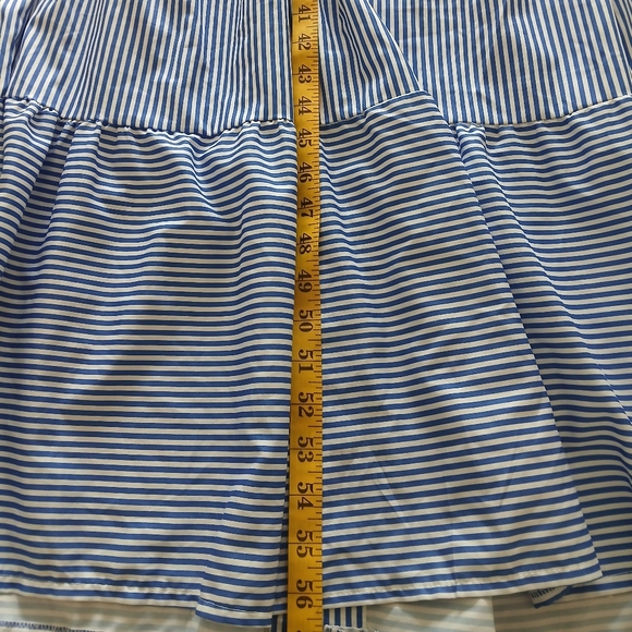 Flowy Blue & White Long Women's Casual Striped Dress M/L - Picture 6 of 8
